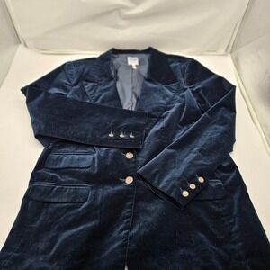 Diane Gilman DG2 Women's Plus Size 1X Navy Velvet Jacket Stretch Fancy Buttons